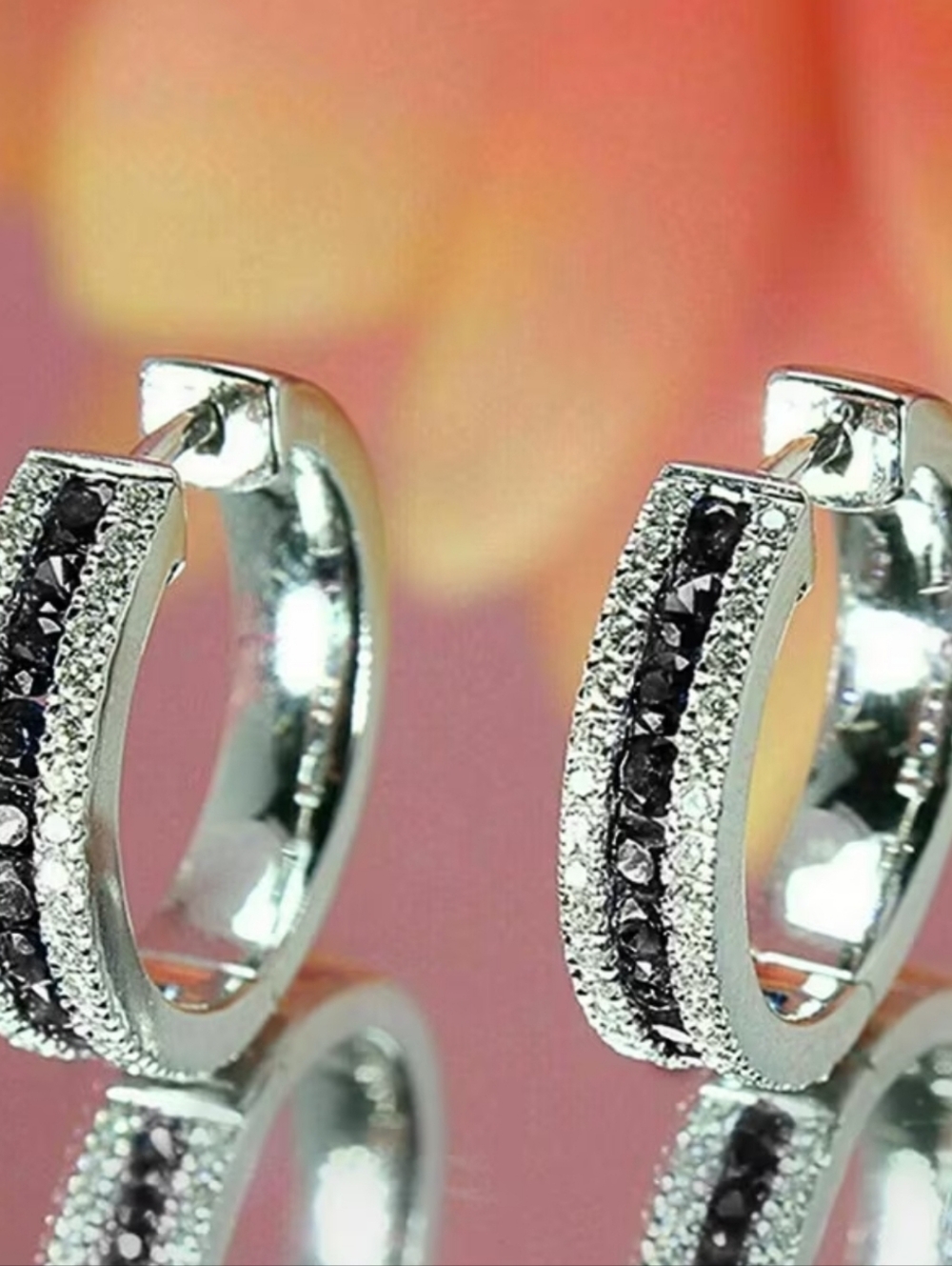 #41 Circular Hoop Earrings with Synthetic CZs Accents
